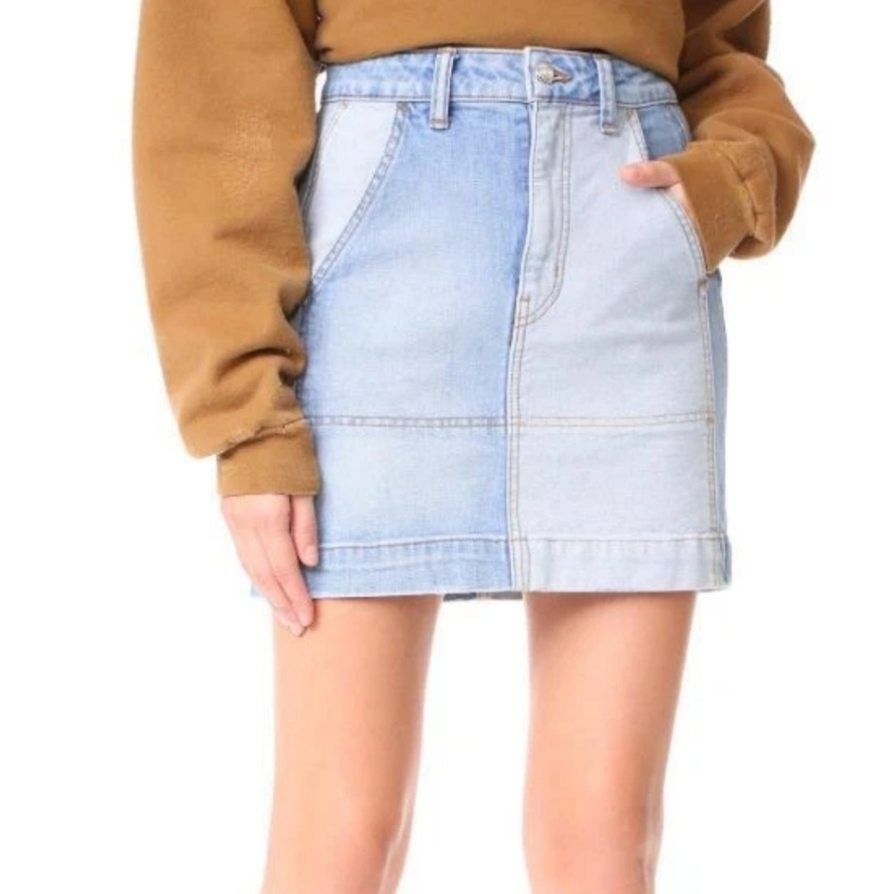 Derek Lam 10 Crosby Light Wash Lyla Cargo Jean Skirt Sz 25